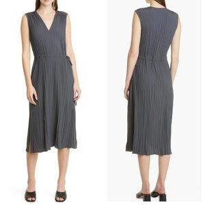 New Vince Charcoal Pleated Midi Dress